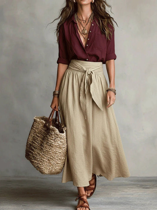 Abito a due pezzi/Top nero e gonna midi