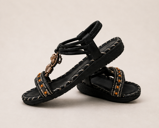 Sandalo nero boho/perline