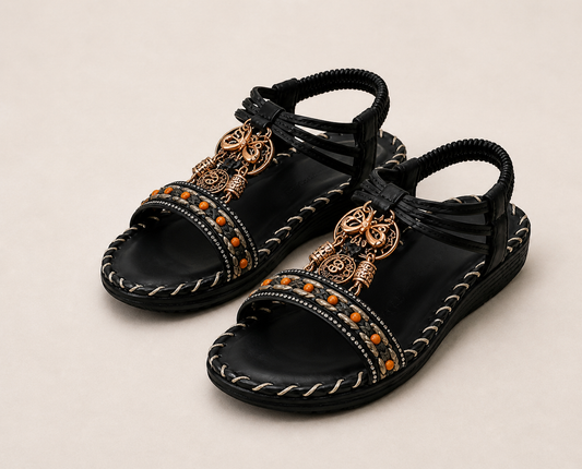 Sandalo nero boho/perline