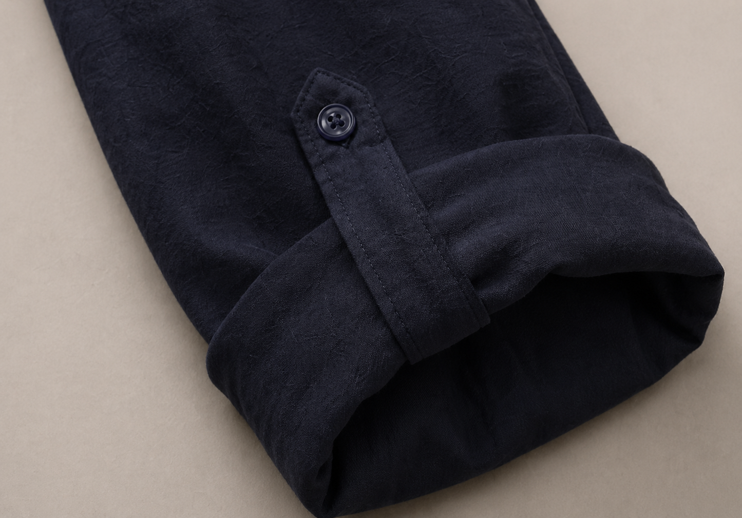Camicia Blu Navy Lino/Colletto alla Coreana