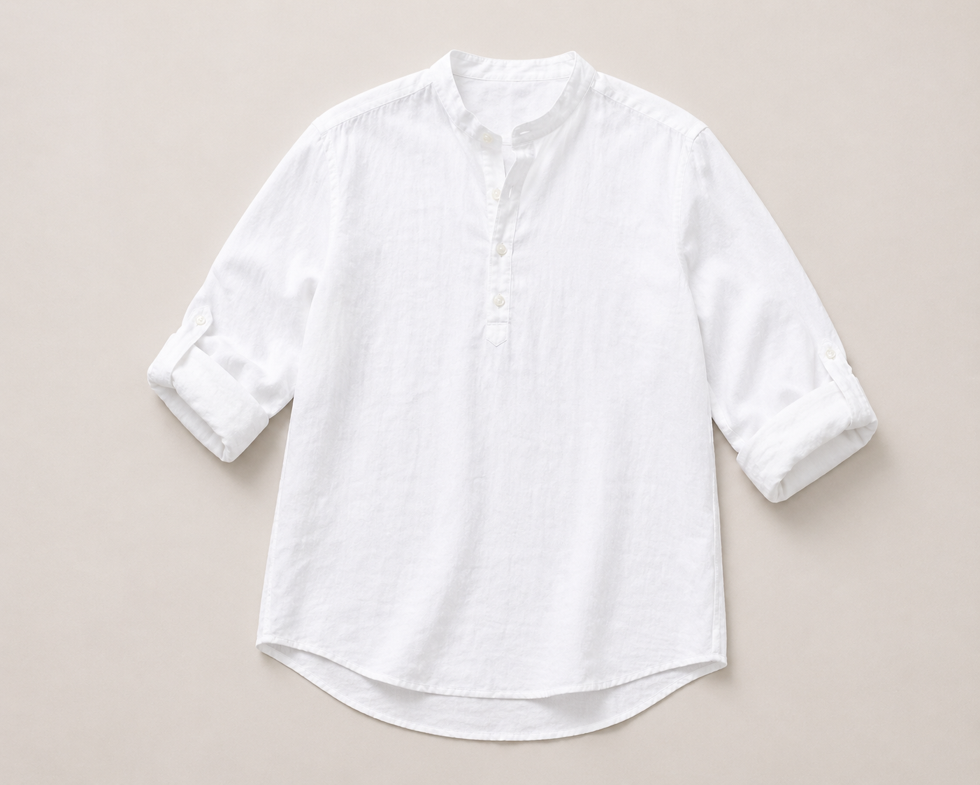 Camicia Lino Bianca/Colletto coreana