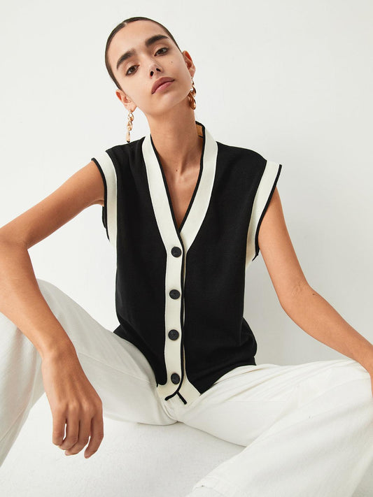 Gilet elegante in maglia bicolore