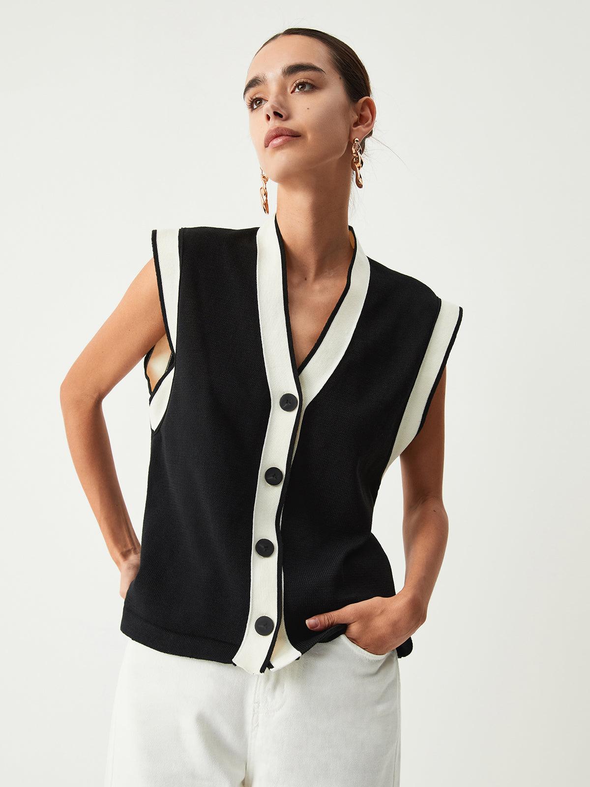 Gilet elegante in maglia bicolore