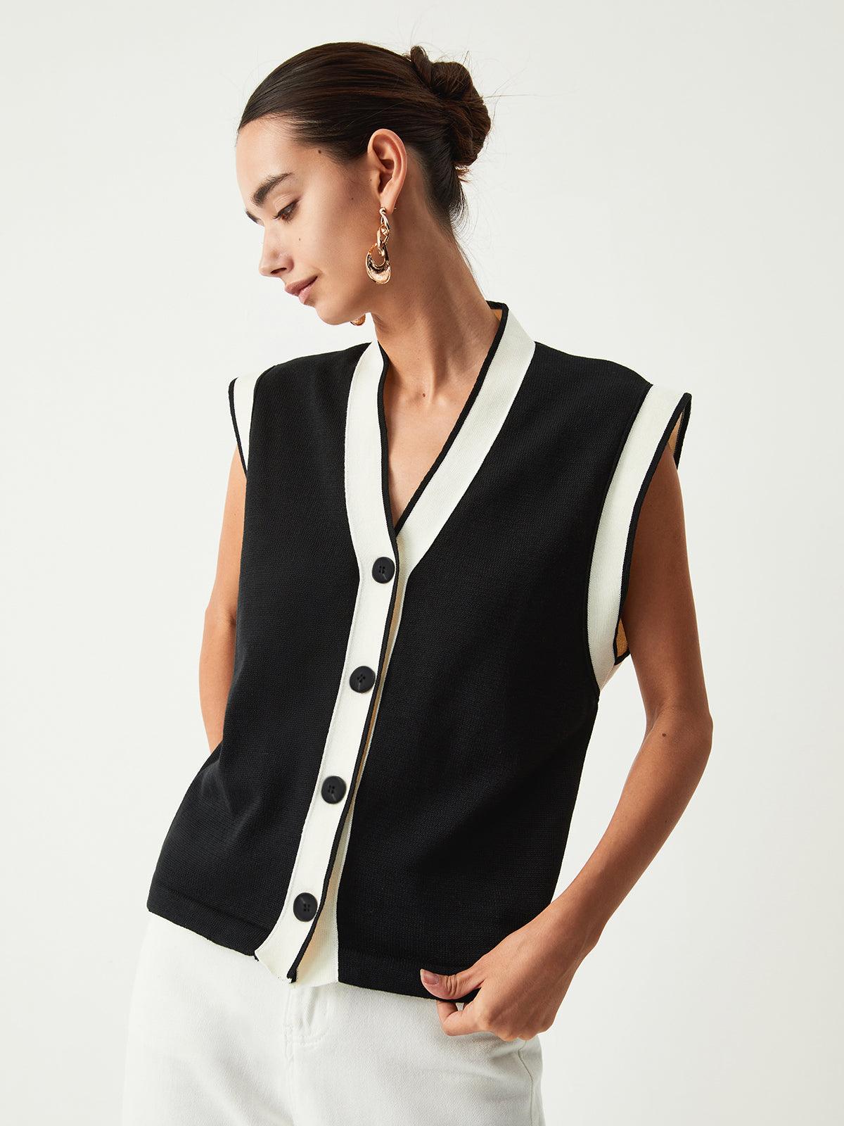 Gilet elegante in maglia bicolore