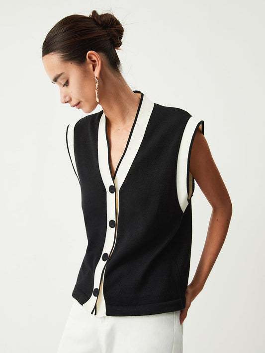 Gilet elegante in maglia bicolore