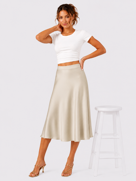 Elegante gonna midi in raso