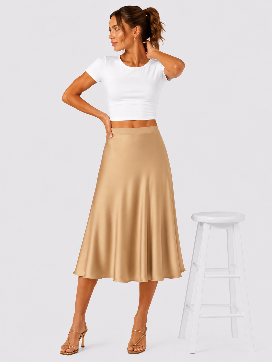 Elegante gonna midi in raso