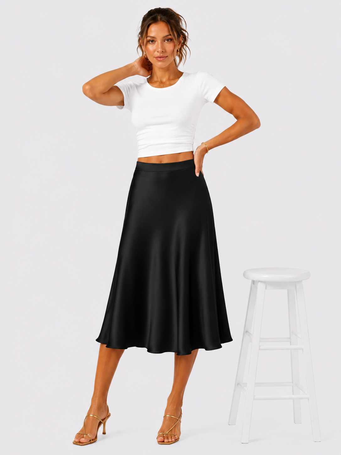 Elegante gonna midi in raso