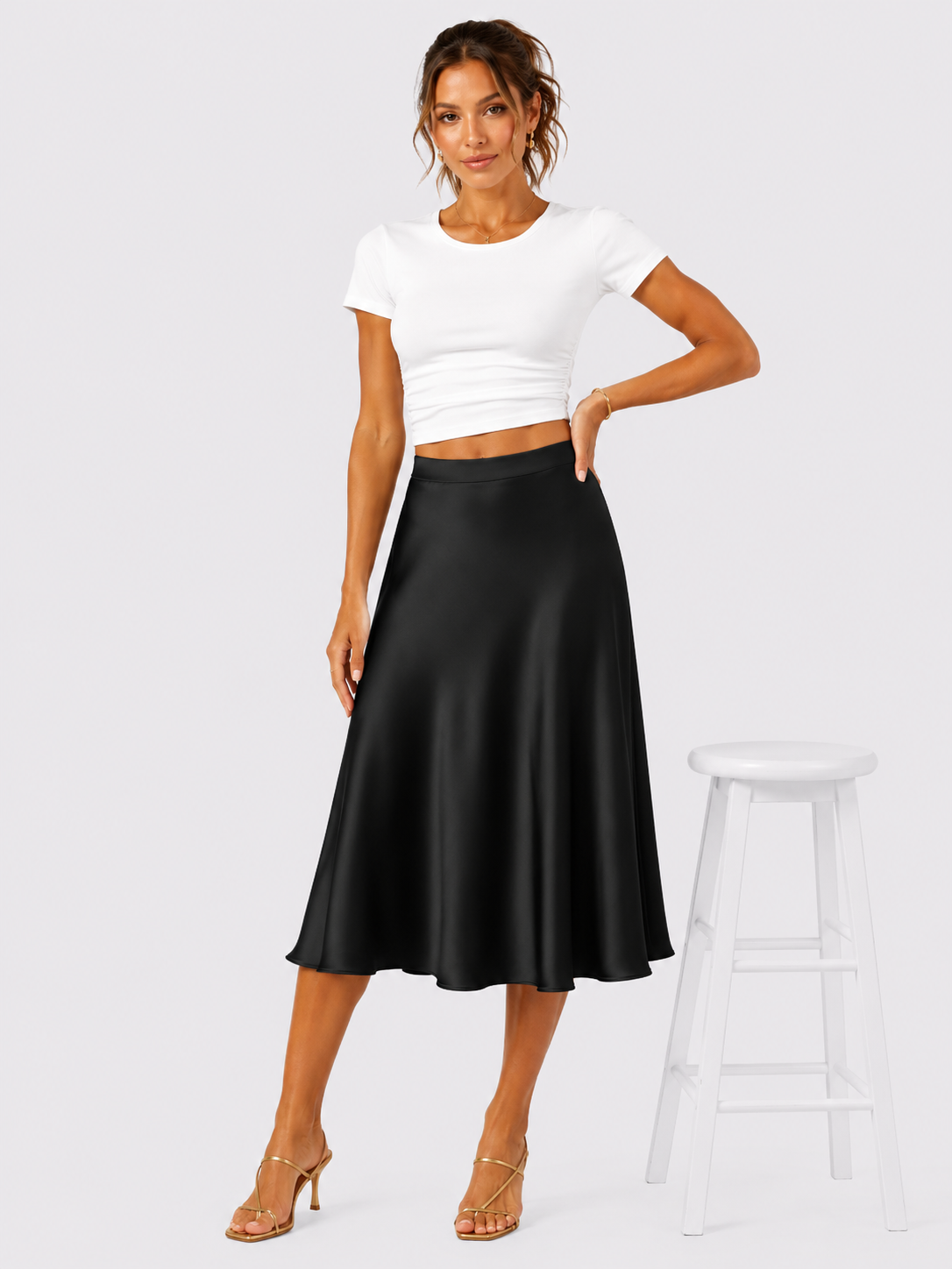 Elegante gonna midi in raso