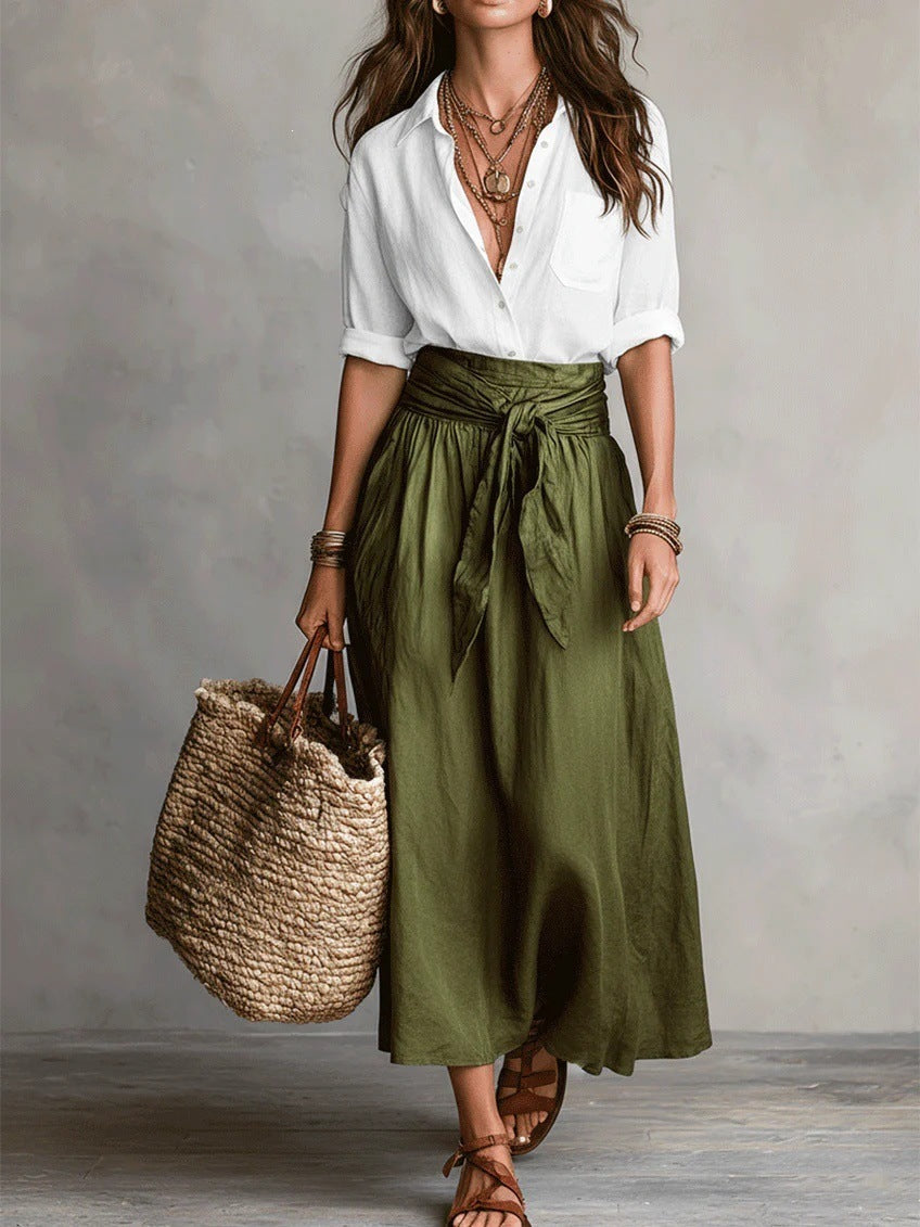 Abito a due pezzi/Top nero e gonna midi