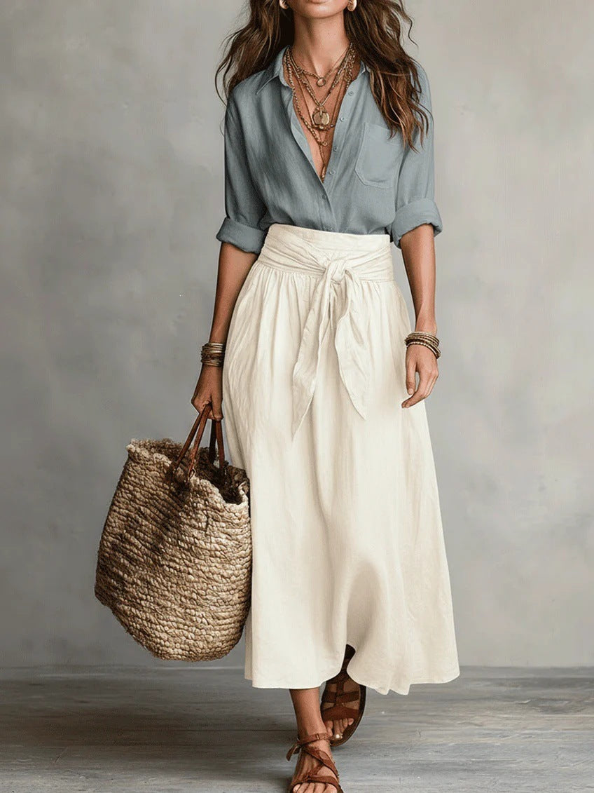 Abito a due pezzi/Top nero e gonna midi