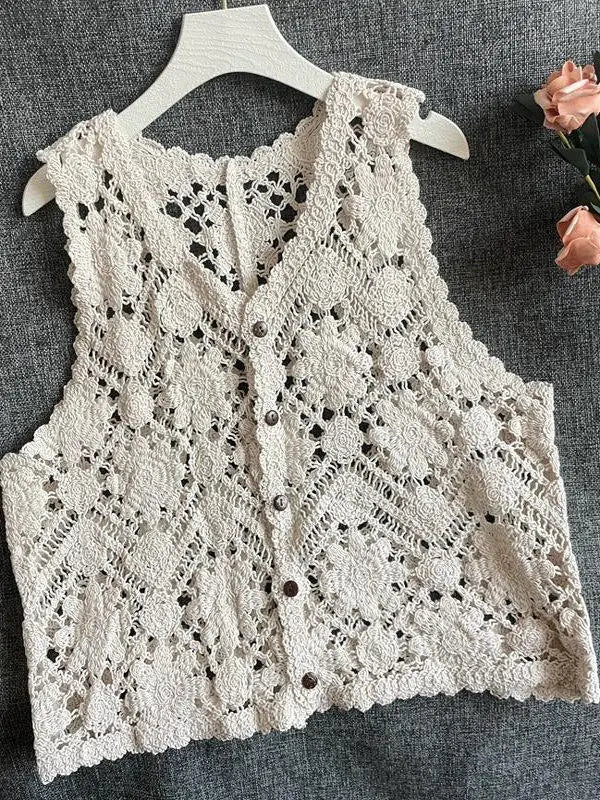 Gilet Bianca / Maglia Boho all'uncinetto