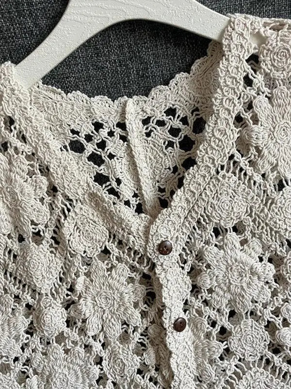 Gilet Bianca / Maglia Boho all'uncinetto