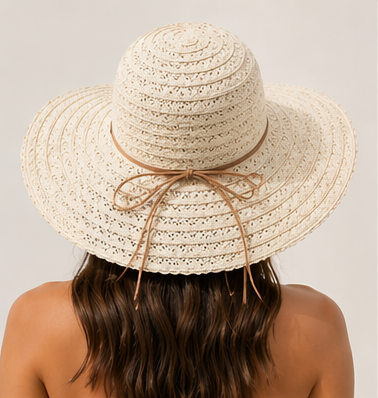 Cappello da Spiaggia a Tesa Larga/Beige