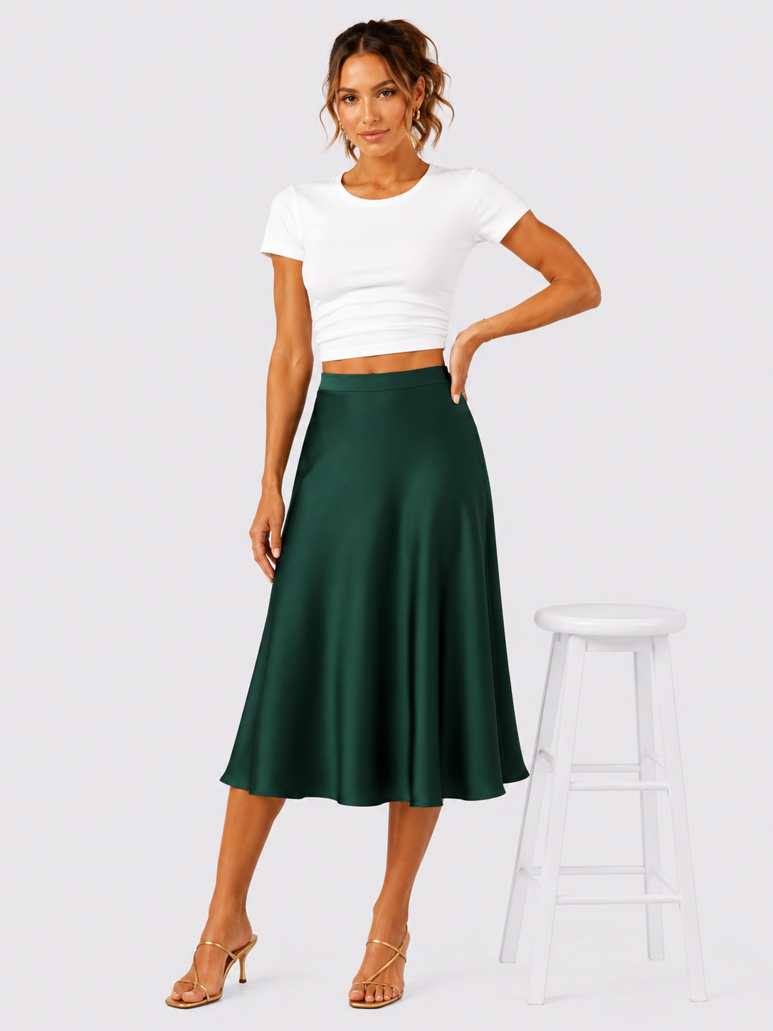 Elegante gonna midi in raso