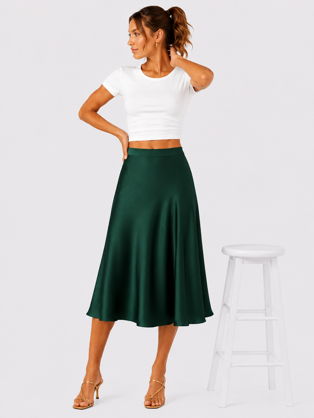 Elegante gonna midi in raso