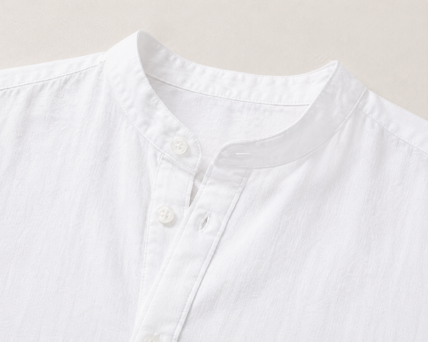 Camicia Lino Bianca/Colletto coreana