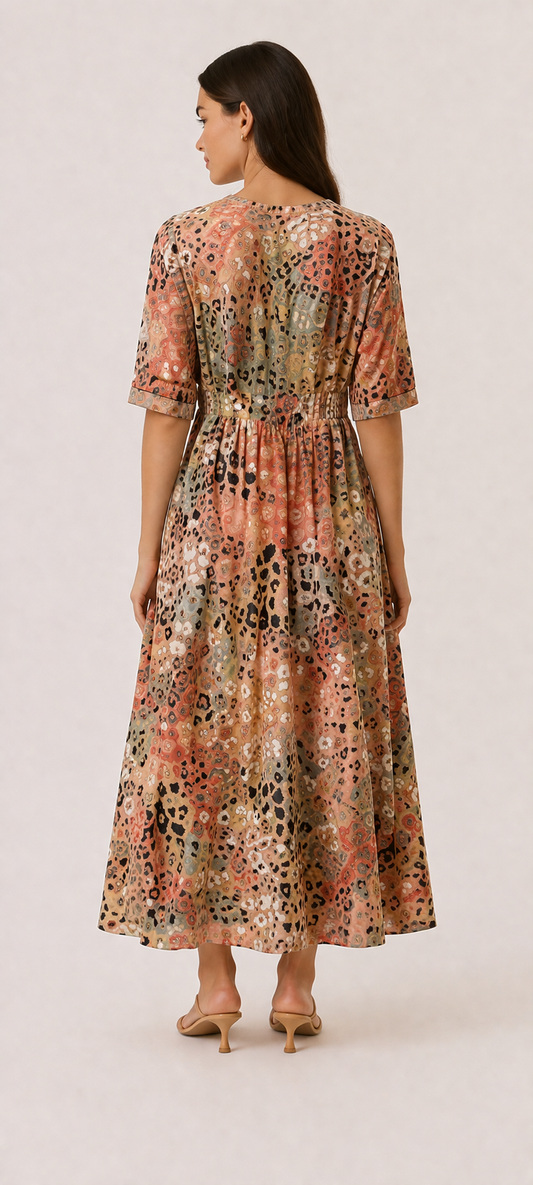 Abito Midi Stampa Multicolore/Dettaglio Boho