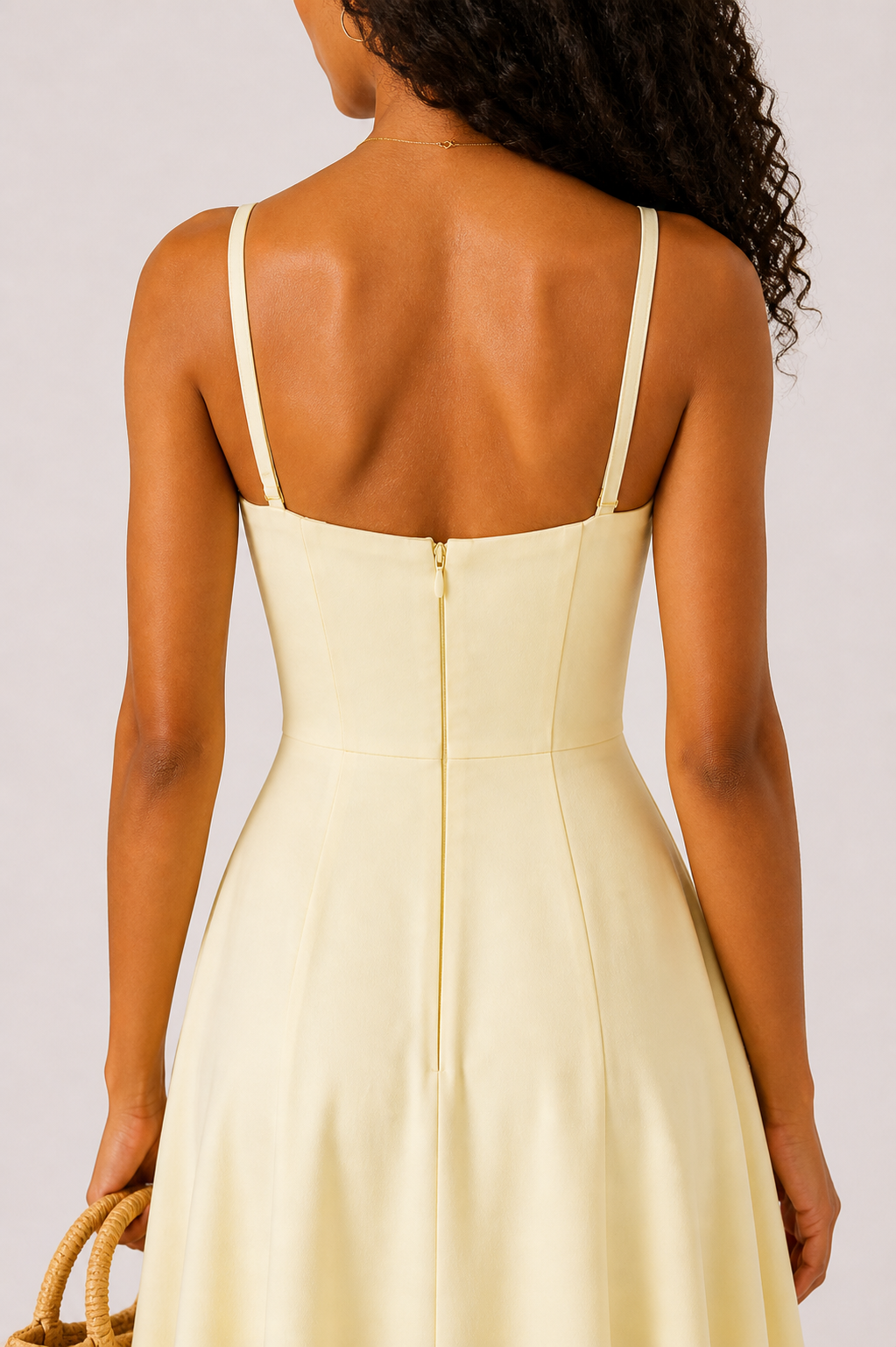 Elegante abito midi color giallo pastello